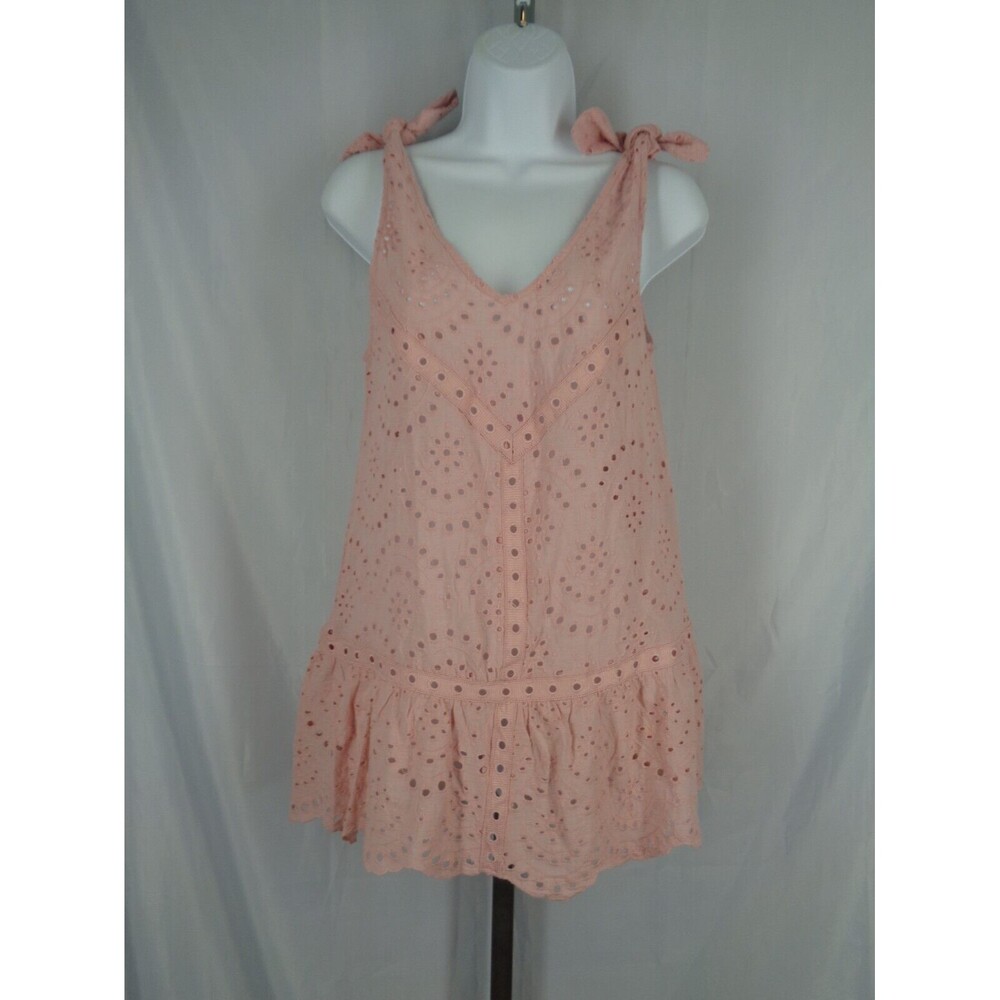 Lumie Pink Eyelet Sleeveless Top Blouse Size Small New